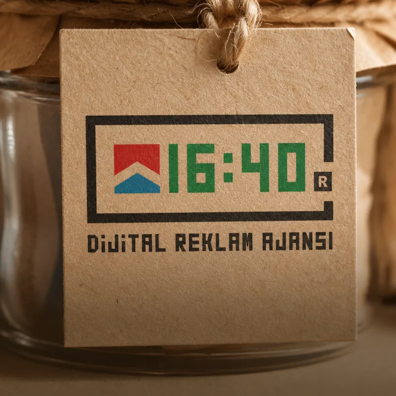 Kraft etiket — 16:40 Dijital logolu doğal kağıt uygulaması
