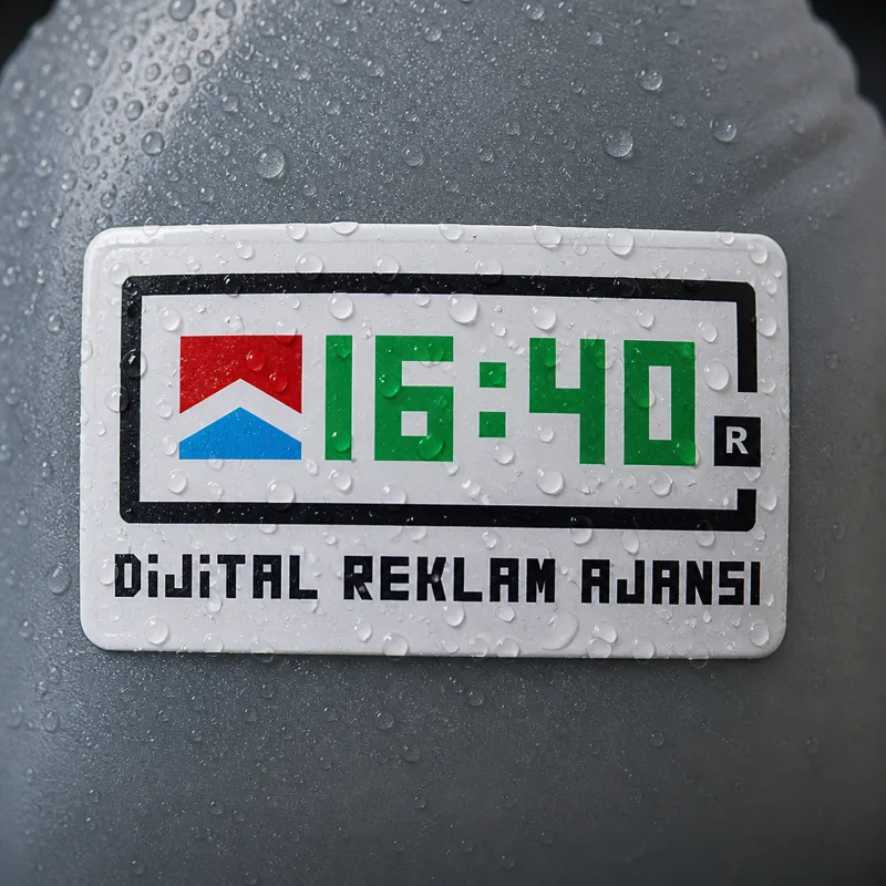PVC etiket — 16:40 Dijital logolu suya dayanıklı parlak yüzey